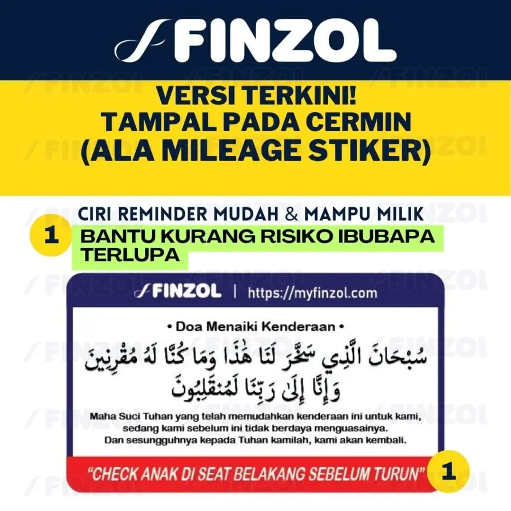 stiker doa naik kenderaan dengan ciri-ciri safety child reminder finzol